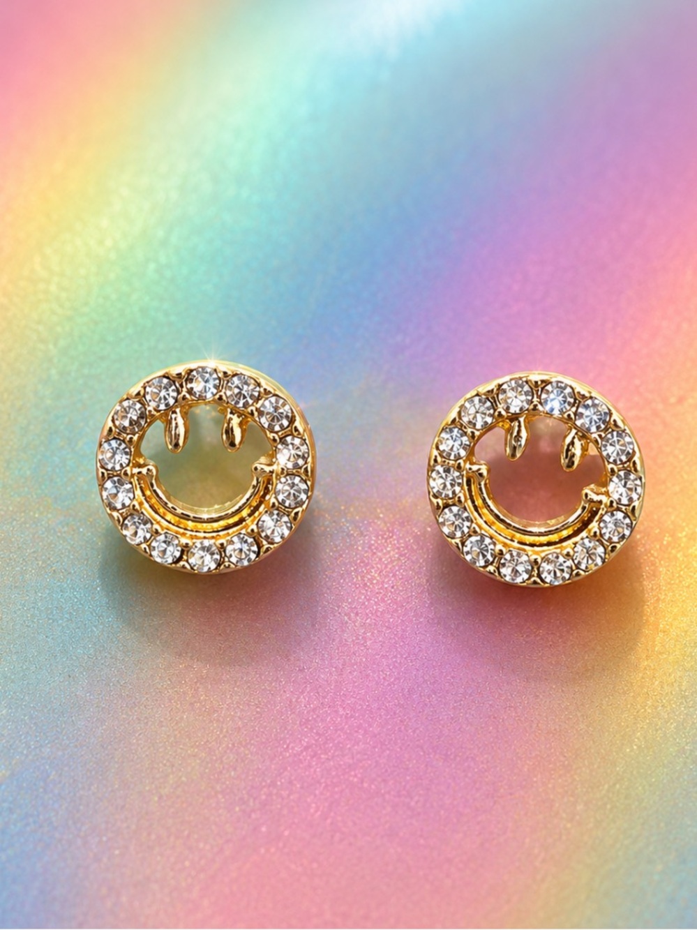 Smiley Face Crystal Stud Earrings